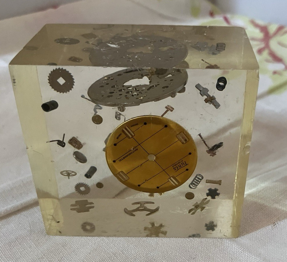 Exploding Watch In Resin Steampunk Modernist Paperweight MCM